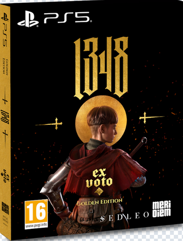 PlayStation 5 game console packaging for '1348' with a knight design on a black background.