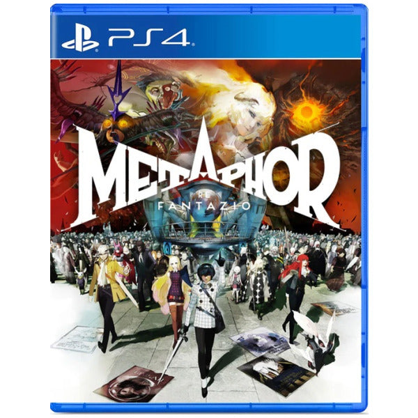 PS4 game cover for 'Metaphor Fantazio' with colorful artwork and characters.