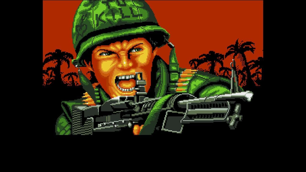 Video game character in military uniform with a rifle against a desert background