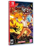 Video game case for 'The Angry Nerd Video Game 8-Bit' on Nintendo Switch with colorful graphics and character illustration.