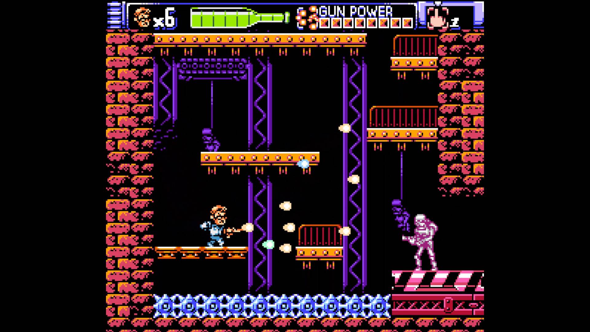 Screenshot of a retro-style video game with platformer elements and character movement.