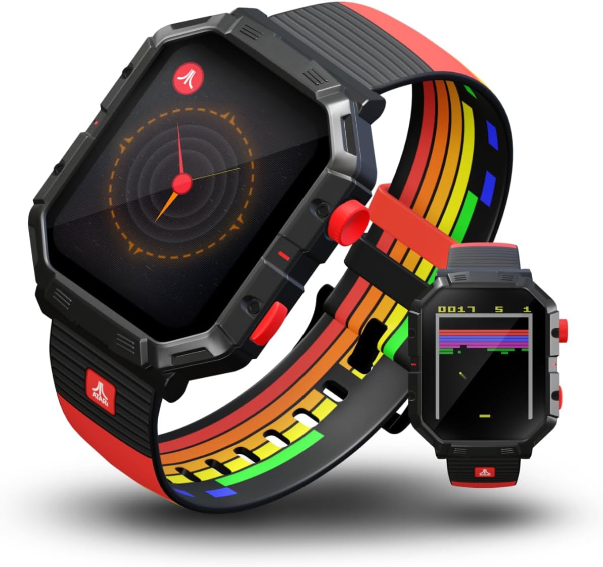 Smartwatch with a colorful band on a white background