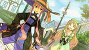 Two animated characters in a garden setting with a house in the background