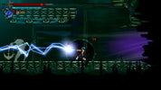 Video game scene with character in dark setting, using a weapon with glowing effects.