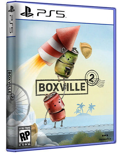 PlayStation 5 game case for 'Boxville' with cartoon characters and 'Boxville' text on a blue background