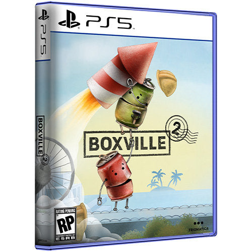 PlayStation 5 game case for 'Boxville' with cartoon characters and 'Boxville' text on a blue background