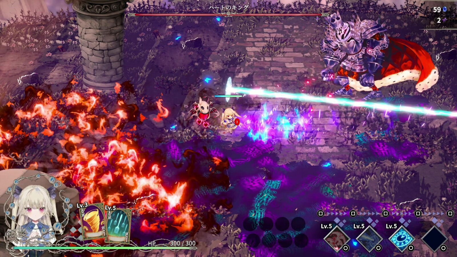 Combat scene from a video game with characters and magical effects