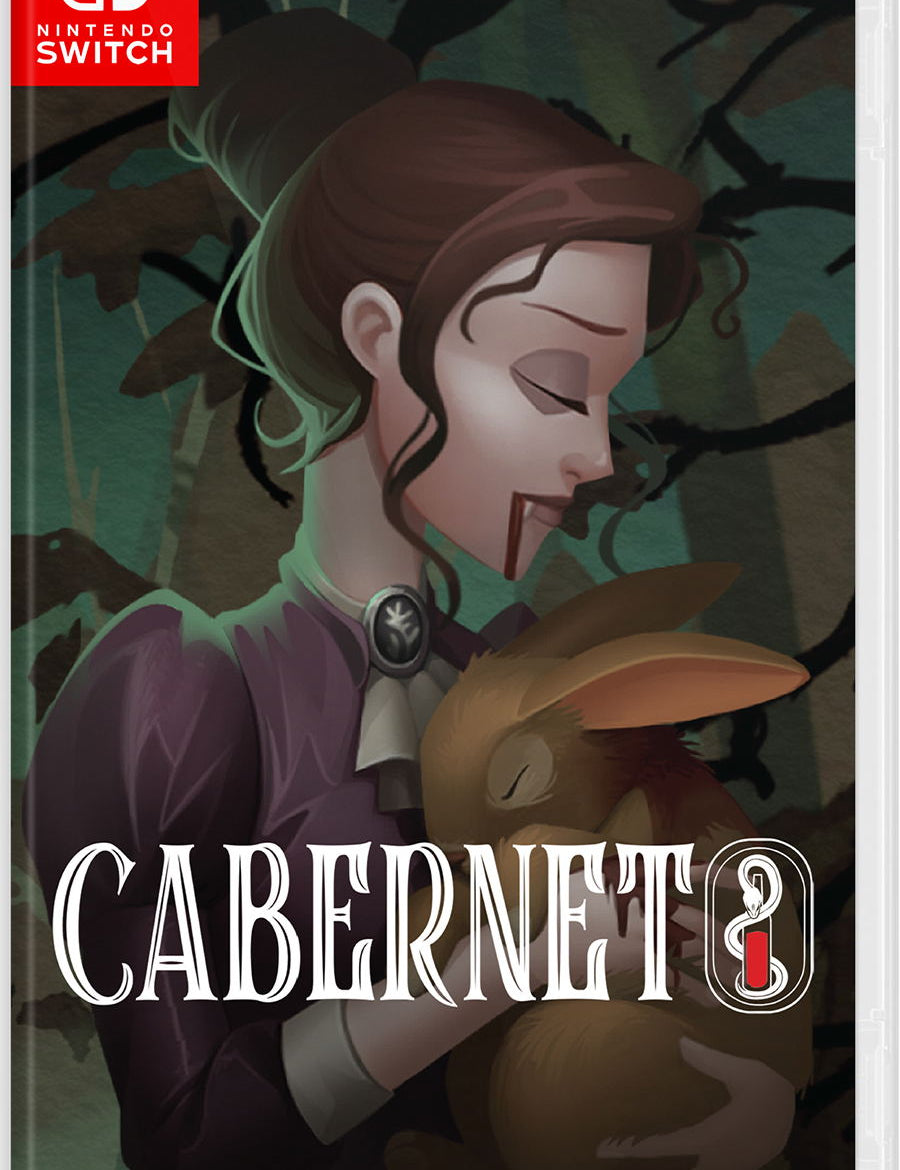 Game cover for 'Cabernet' on Nintendo Switch with a character holding a rabbit.