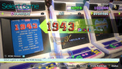 Arcade game selection screen with '1943' game highlighted on a vintage arcade machine.