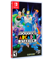Nintendo Switch game case for Capcom Arcade Stadium, featuring colorful retro game artwork with multiple characters on the front cover and a red Nintendo Switch banner on the spine.