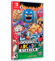 Nintendo Switch game case for Capcom Arcade Stadium, featuring colorful retro monster artwork on the front cover and a red Nintendo Switch banner on the spine.