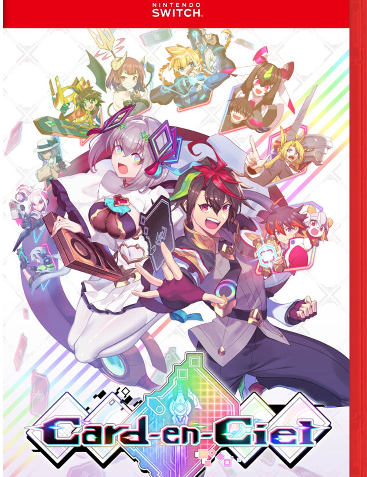 Nintendo Switch game cover for 'Card-en-Ciel' with colorful characters and a red top.