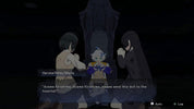 Animated scene with three characters and a doll in a dark setting