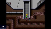 Pixelated video game scene with characters near an elevator in a dungeon-like setting.