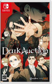 Game cover for 'Dark Auction' on Nintendo Switch with animated characters and a red background.