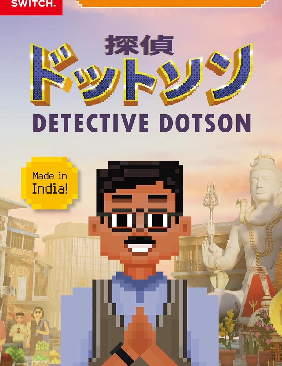 Cover of 'Detective Dotson' game for Nintendo Switch with pixel art character and text.