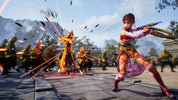 Character in colorful armor engaging in combat with enemies in a fantasy setting