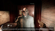 Character in a video game with a gun and text overlay in a dimly lit room.