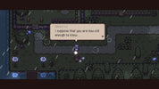 Pixel art scene showing a character in a rainstorm with a speech bubble reading 'Amalric I suppose that you are now old enough to know.