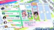 Character selection screen from a video game with character cards and player names.