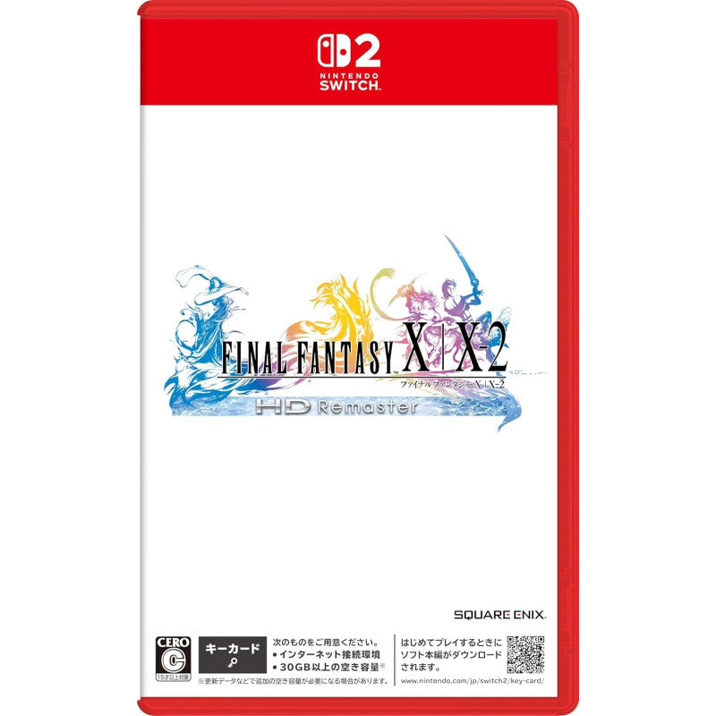 Nintendo Switch game case for 'Final Fantasy X + X-2 HD Remaster' with red top and colorful game title design.