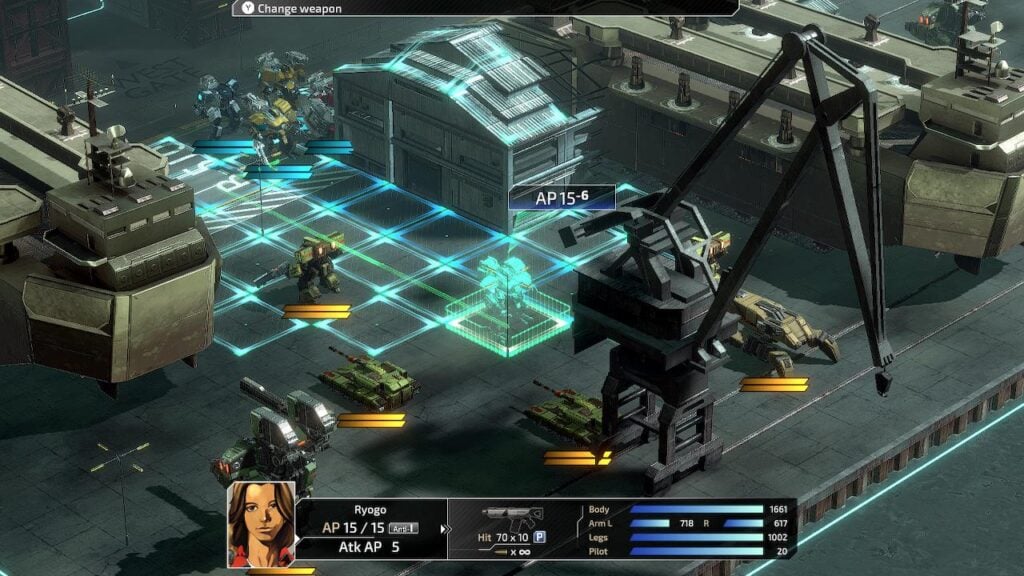 Screenshot of a strategy game with military units and equipment on a map.