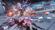 Action-packed scene from a video game with characters in a futuristic setting