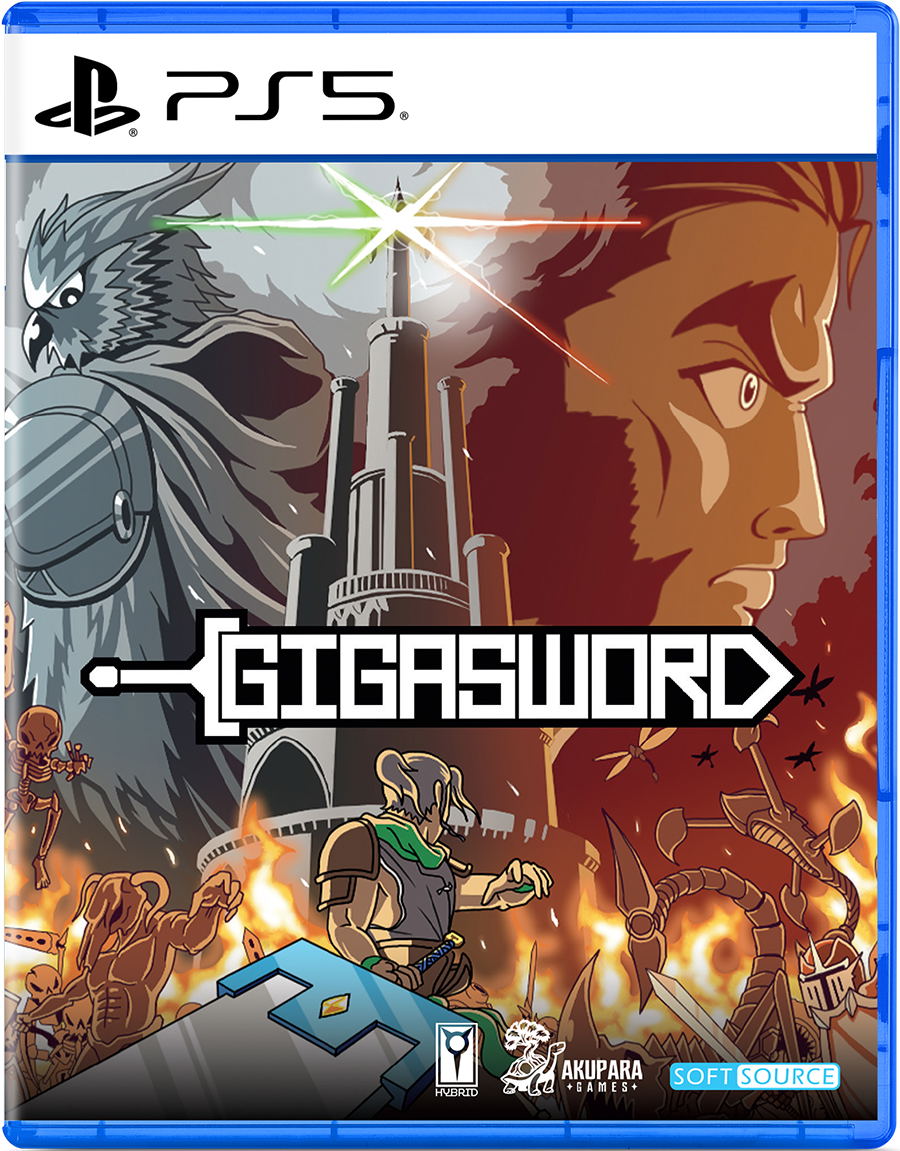 Gigasword game cover for PS5 with fantasy elements and characters.