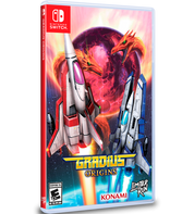 Game case for 'Gradius Origins' on Nintendo Switch with Konami branding.