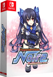 Nintendo Switch game box for 'Hyperdevotion Noire: Goddess Black Heart' with an anime-style character on a pink and white background.