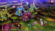 Colorful game character in a fantasy setting with health bar and menu interface.
