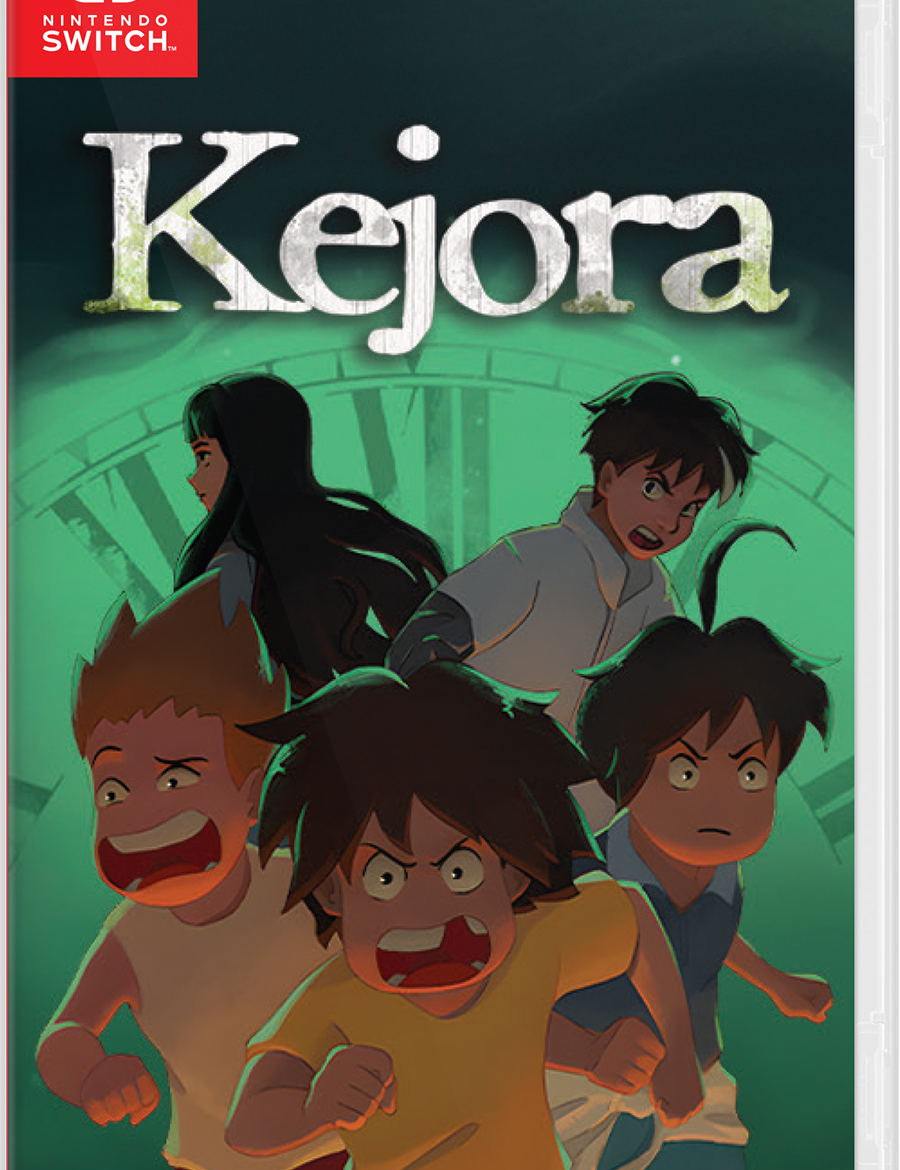 Kejora game cover for Nintendo Switch with animated characters on a green background