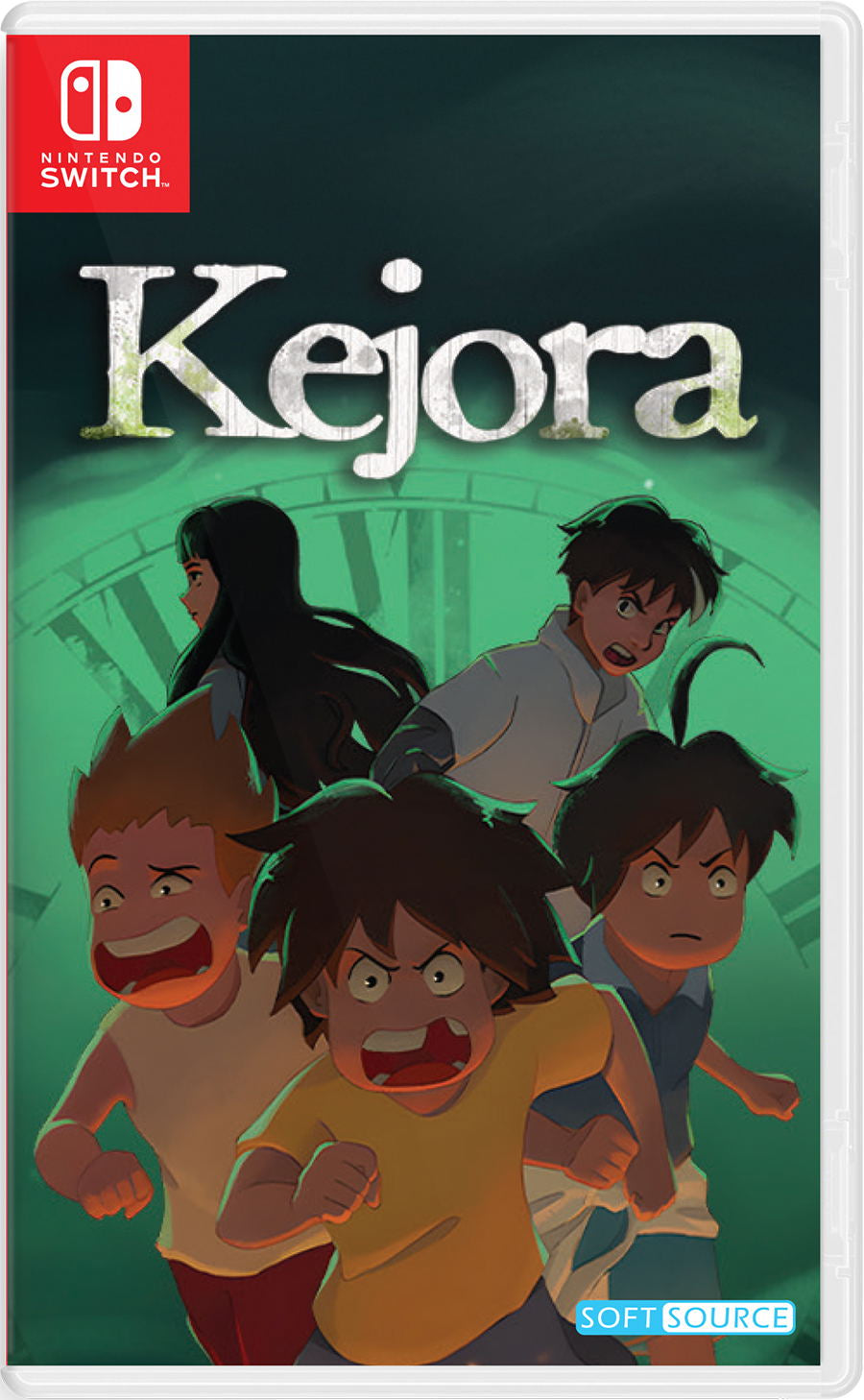 Kejora game cover for Nintendo Switch with animated characters on a green background