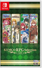 KEMCO RPG Selection Vol. 14 packaging for Nintendo Switch with character illustrations on a green and gold background.