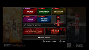 Screenshot of a video game menu interface with multiple colored button options including Arcade, Super Easy, Deathtiny, Custom, IHD 2007 Special, and Game Manual, set against a dark background with character artwork.