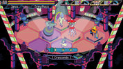 Pixel art scene from a video game with characters and a colorful environment