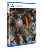 Game box for 'Killing Time: Resurrected' on PS5 with a zombie and clown design.