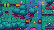 Pixel art style video game map with characters and obstacles