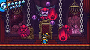 Pixel art scene with a character facing a menacing clown-like figure in a dark, gothic setting.