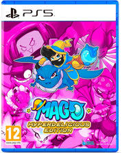 PlayStation 5 game disc for 'Mago Hyperdelicious Edition' with colorful design and character illustration.