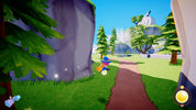 Animated character in a forest with trees and a path