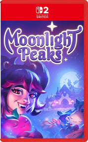 Moonlight Peaks game cover for Nintendo Switch with a character and landscape illustration.