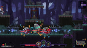 Action-packed game scene with characters and health bars in a dark forest setting
