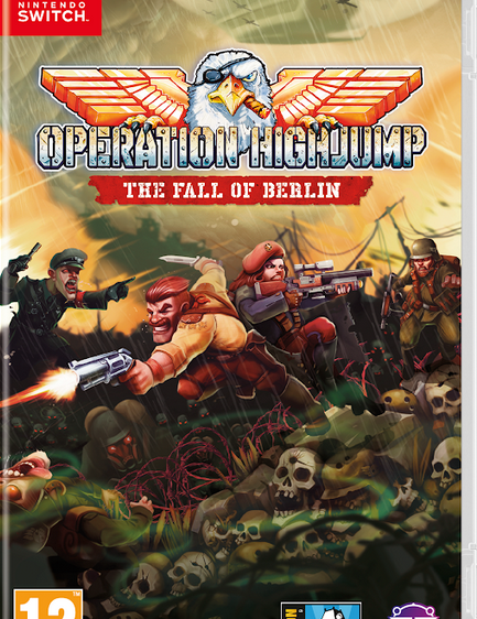 Game cover for 'Operation Highjump: The Fall of Berlin' on Nintendo Switch with soldiers and skulls.