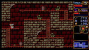 Pixelated game screen with character and inventory interface in a dungeon-like setting