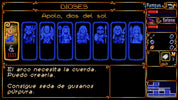Game interface with character selection screen and text in Spanish
