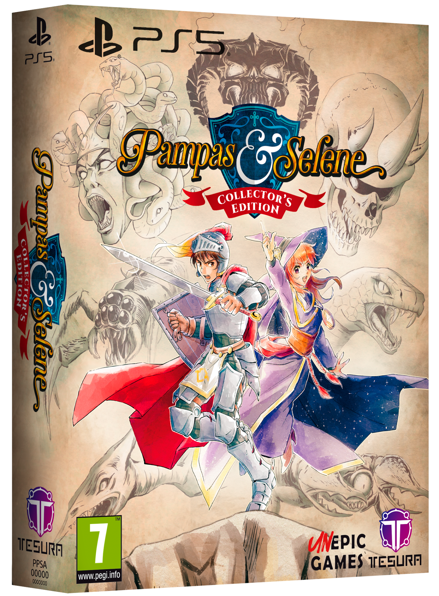 Game box for 'Pampas & Selene' Collector's Edition on PS5 with characters and artwork.