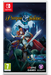 Game box for 'Pampas & Selene' on Nintendo Switch with characters and logo.