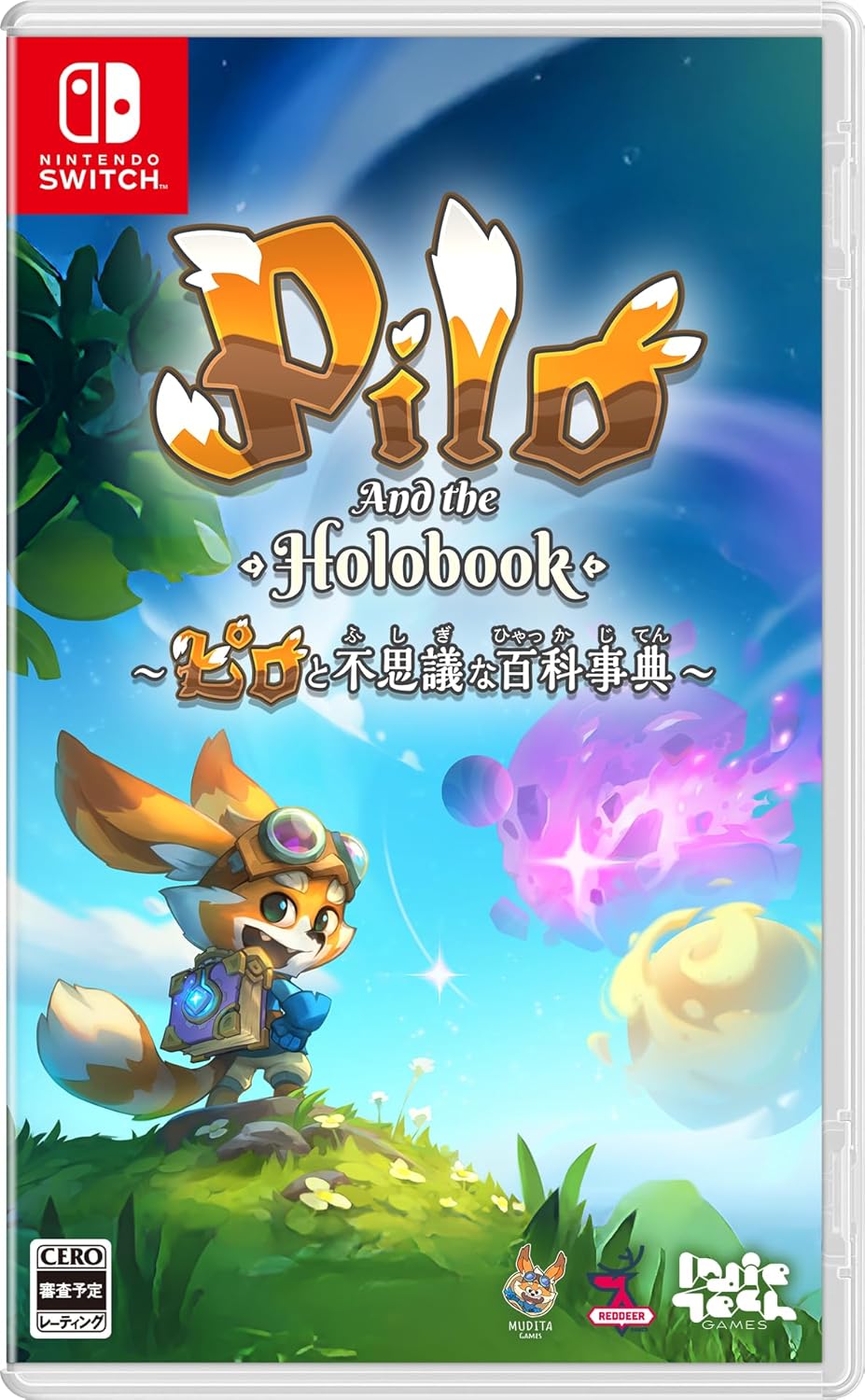 Game case for 'Pilo and the Holobook' on Nintendo Switch with colorful design and character illustration.