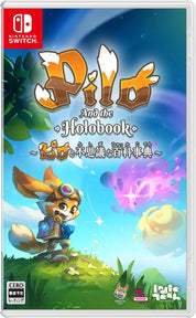 Game case for 'Pilo and the Holobook' on Nintendo Switch with colorful design and character illustration.